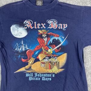 Silver Edition‎ T-Shirt Mens M Blue Alex Bay Pirate Graphic Cotton